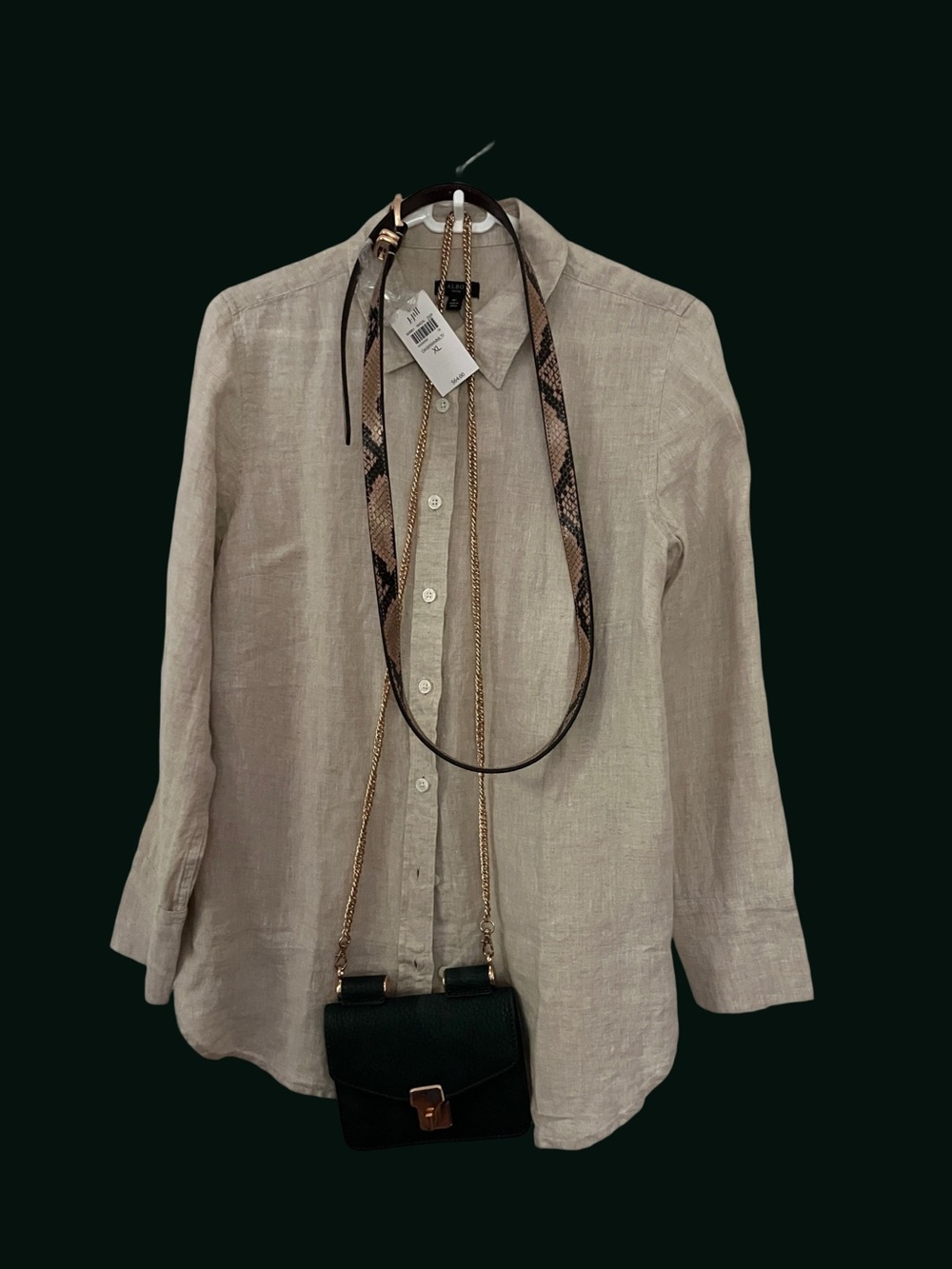 Talbots Linen Button-Down Shirt in Beige